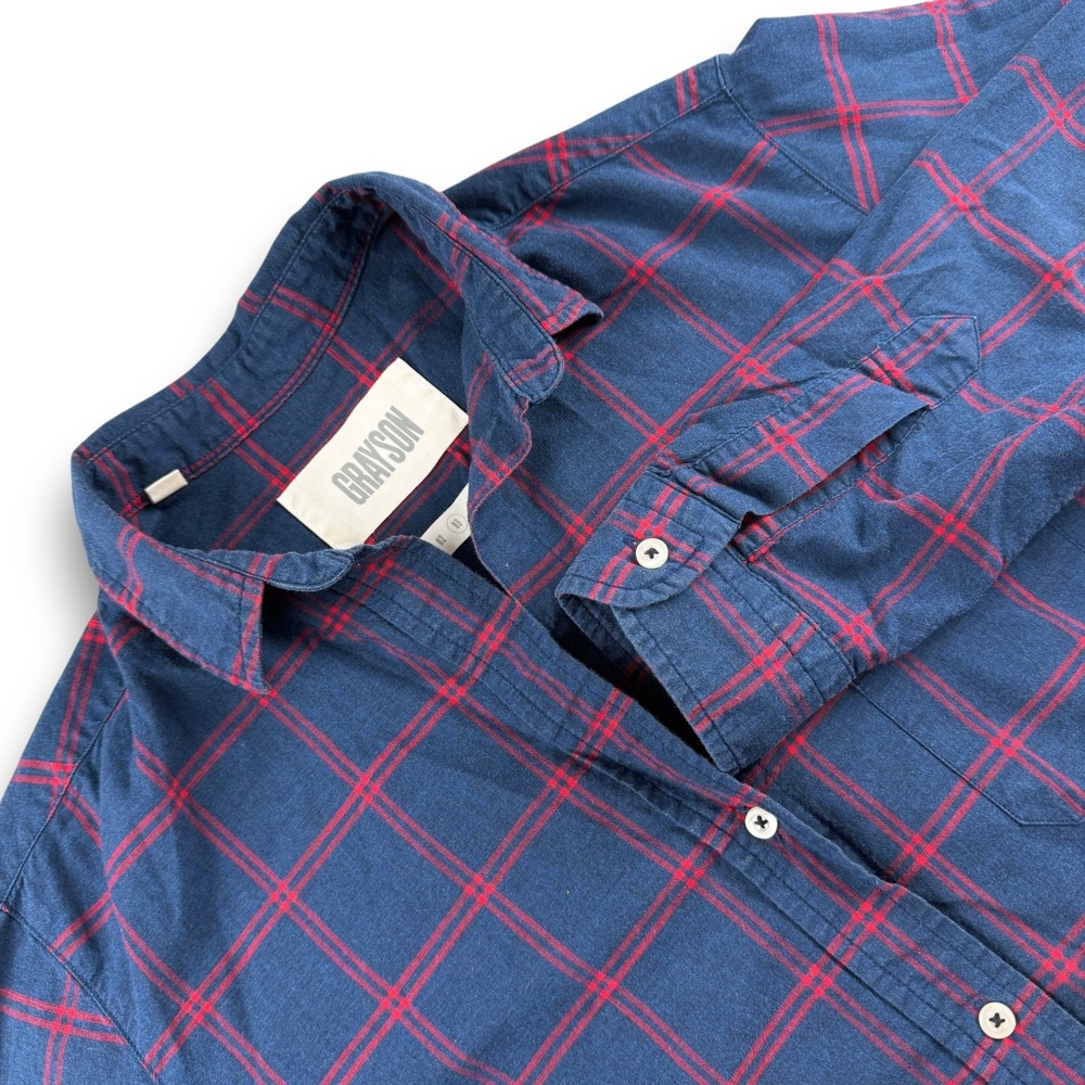 Frank and Eileen Grayson Shirt Womens 03 Blue Red Plaid Flannel Long Sleeve Hero